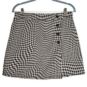 SO Black and White Women Y2k Houndstooth Mini Skirt Retro‎ Junior Grunge M